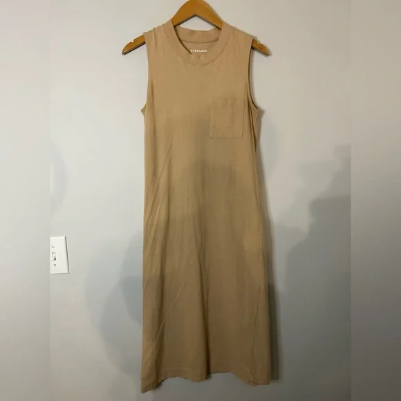 Everlane | Dresses | Everlane The Weekend Tank Pocket Midi Dress Tan |  Poshmark